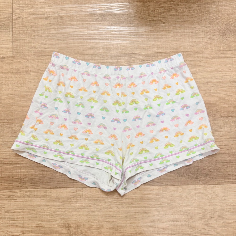 Roller Rabbit Rainbow Heart Pima Cotton Pajama Shorts White Pink Small